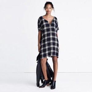Madewell Black & White Zip Front Plaid Dress M